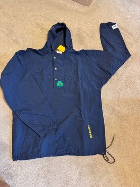 Notre Dame Pullover Hooded Windbreaker with Yellow Accent